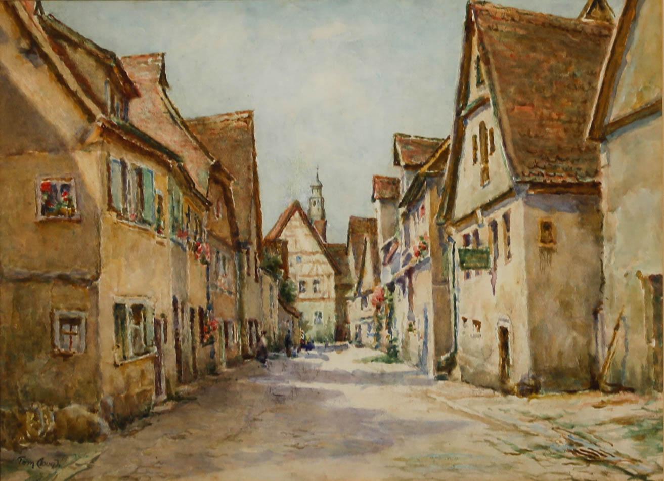 Tom Clough (1867-1943) – Aquarell des frühen 20. Jahrhunderts, Das Dorf im Juni – Art von Unknown