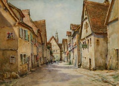 Tom Clough (1867-1943) - Acquerello del primo Novecento, Il villaggio in giugno