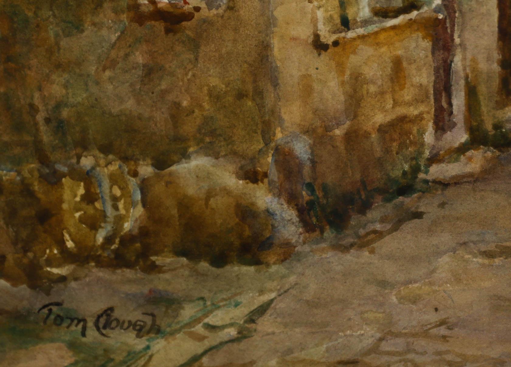Tom Clough (1867-1943) – Aquarell des frühen 20. Jahrhunderts, Das Dorf im Juni im Angebot 1