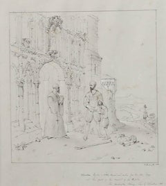 James Nasmyth - Framed 1935 Ink Drawing, Christopher Columbus & his son Diego