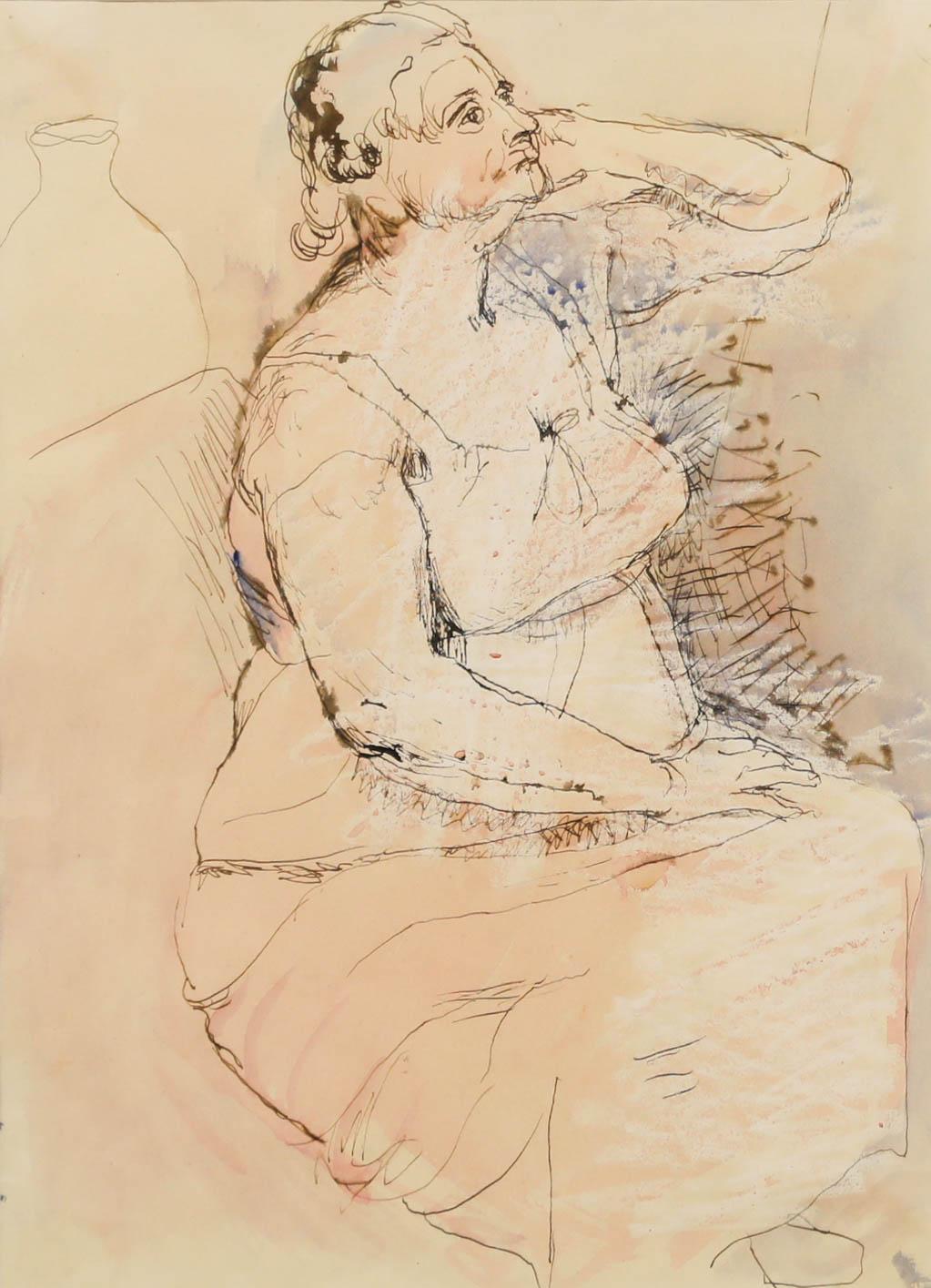 Brian Chugg (1926-2003) - Framed Mid 20th Century Pen and Ink Drawing, My Mother - Art by Unknown
