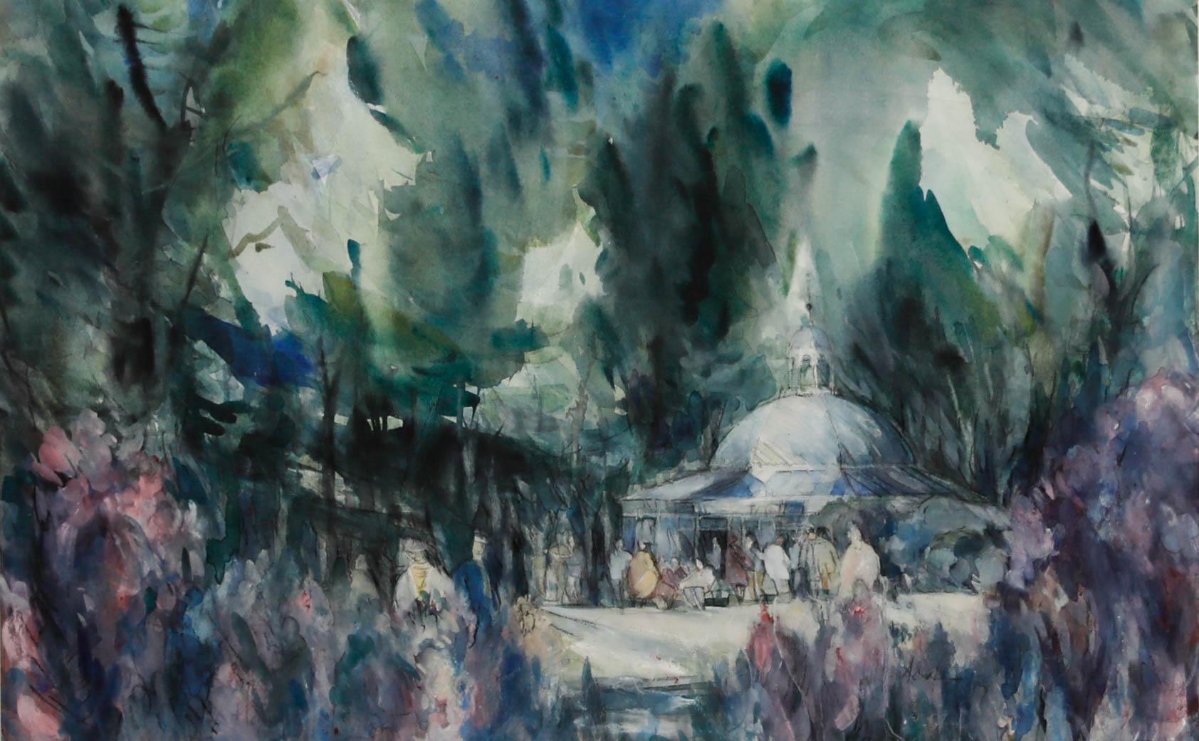 Harold Wharfe - 20th Century Watercolour, Celebration in the Pavilion - Art by Unknown