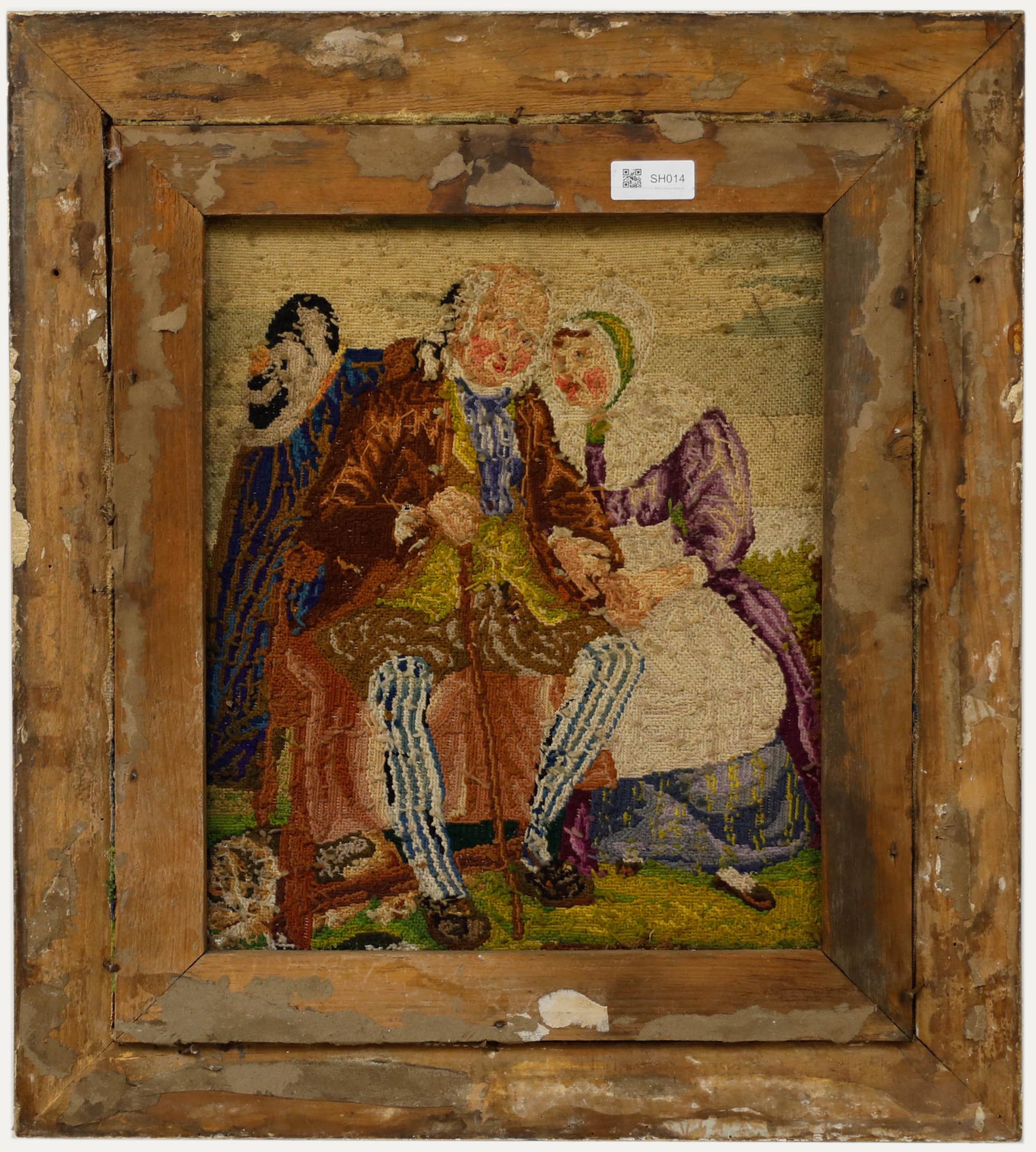 Broderie du 19ème siècle - Le couple heureux en vente 1