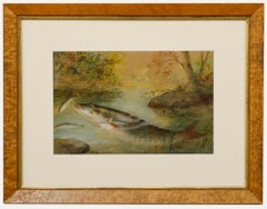 C. Forster - Framed 1885 Watercolour, Study of a Pike