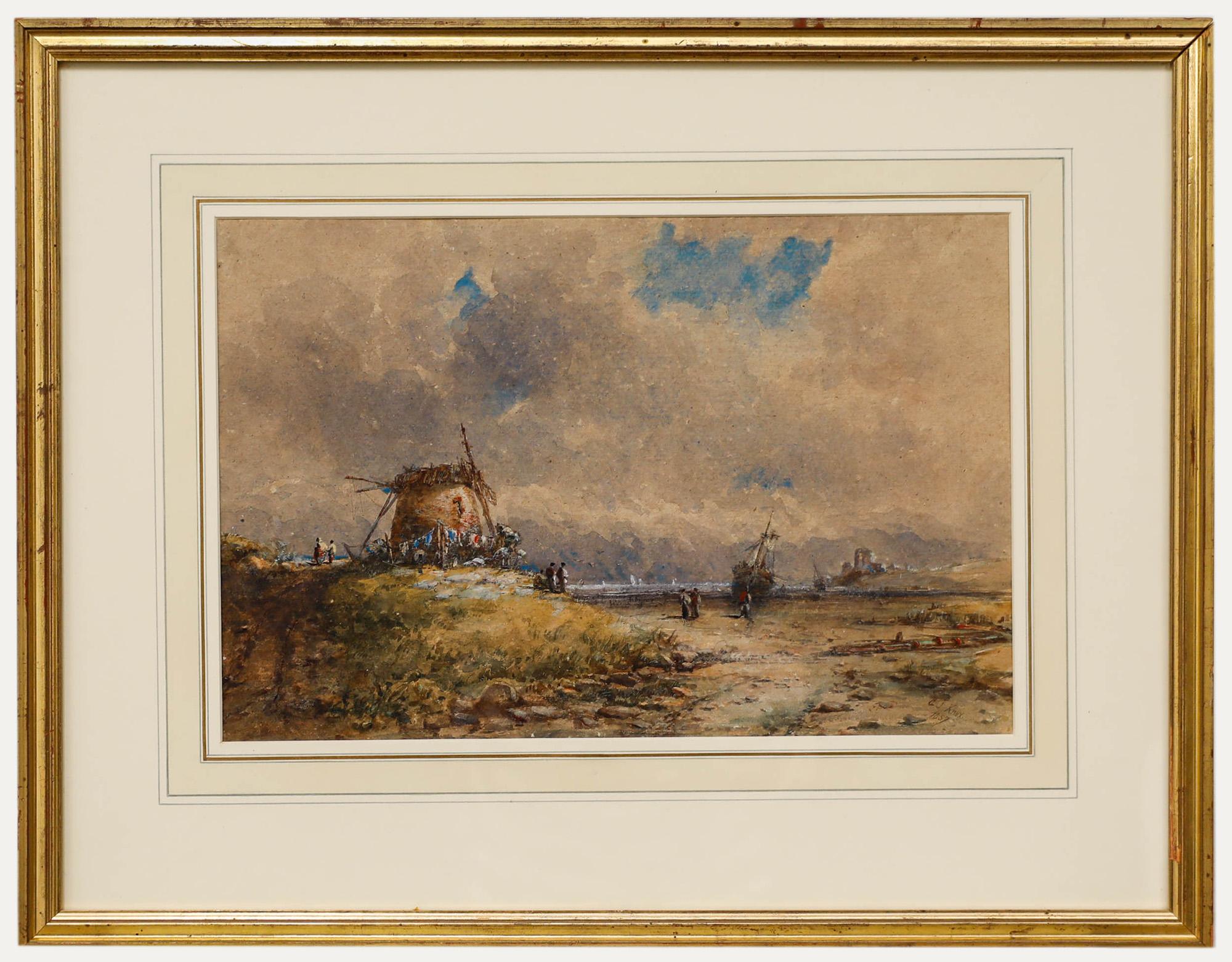 George James Knox (1810-1897)  - 1857 Aquarell, Bei der Windmühle