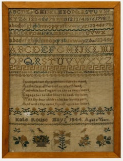 Antique Kate Rouse - Framed 1844 Victorian Sampler