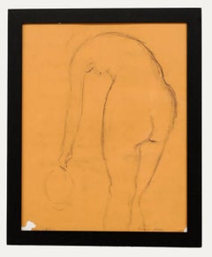 Anton Gold (1914-1970) - Kohlezeichnung aus der Mitte des 20. Jahrhunderts, Stretching-Aktzeichnung