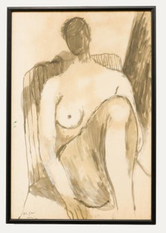 Anton Gold (1914-1970) - Mid 20th Century Gouache, Seated Nude I