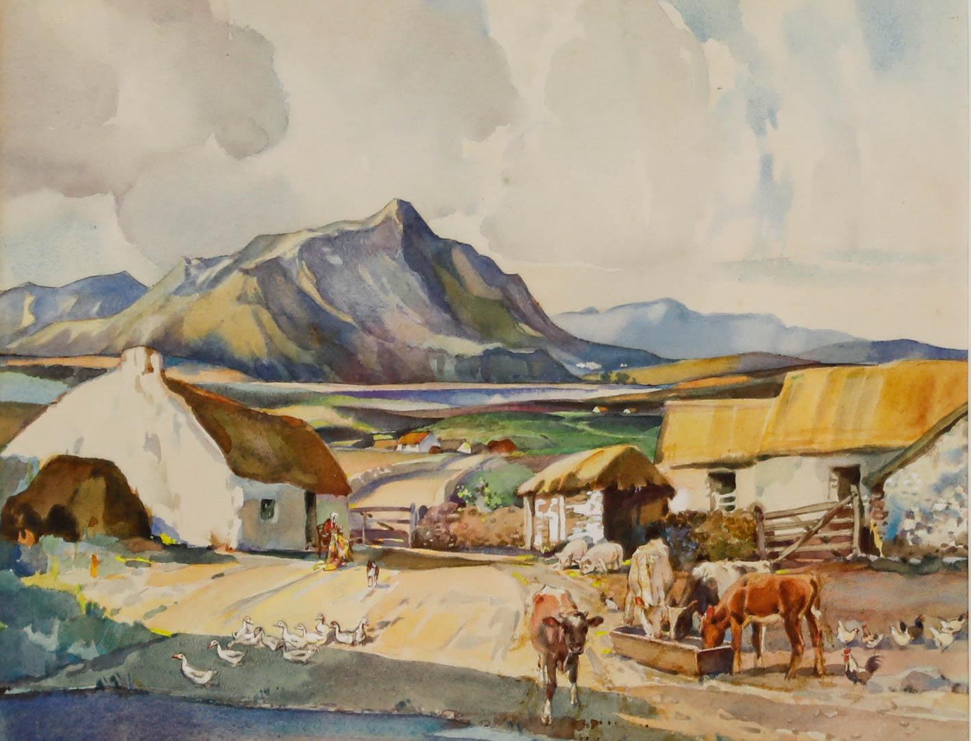 Frederick G. Meekley (1896-1951)- Acquerello, Crofters Cottage nelle Highlands - Art di Unknown