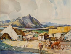 Frederick G. Meekley (1896-1951)- Watercolour, Crofters Cottage in the Highlands