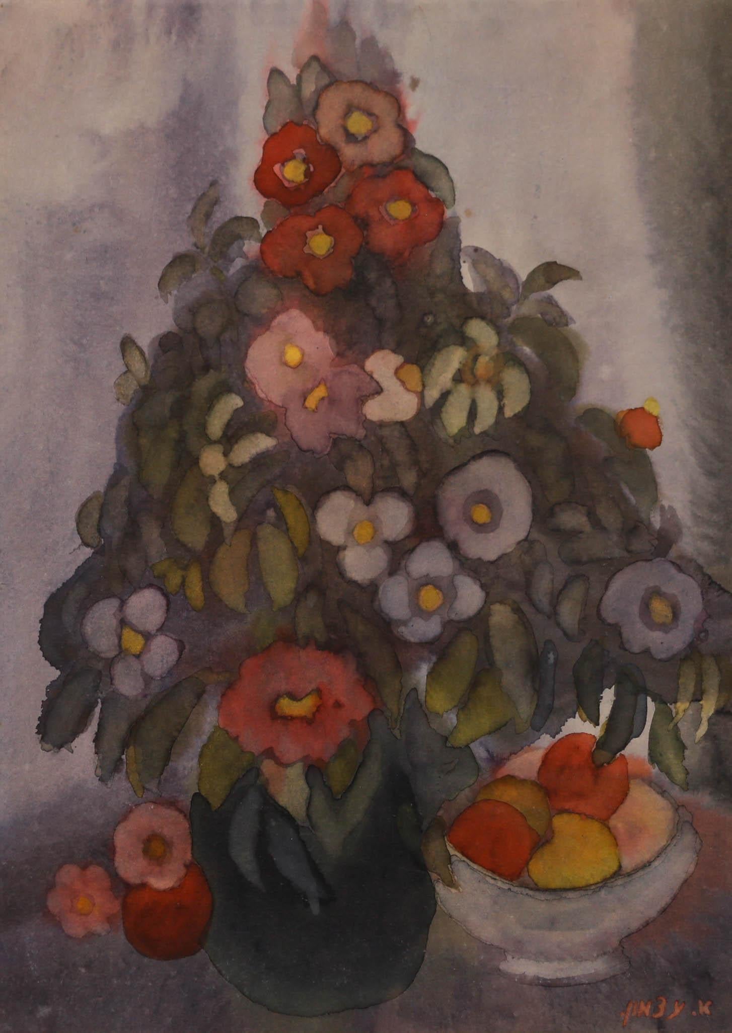 Yablonski - Acuarela Siglo XX, Naturaleza muerta de verano - Art de Unknown