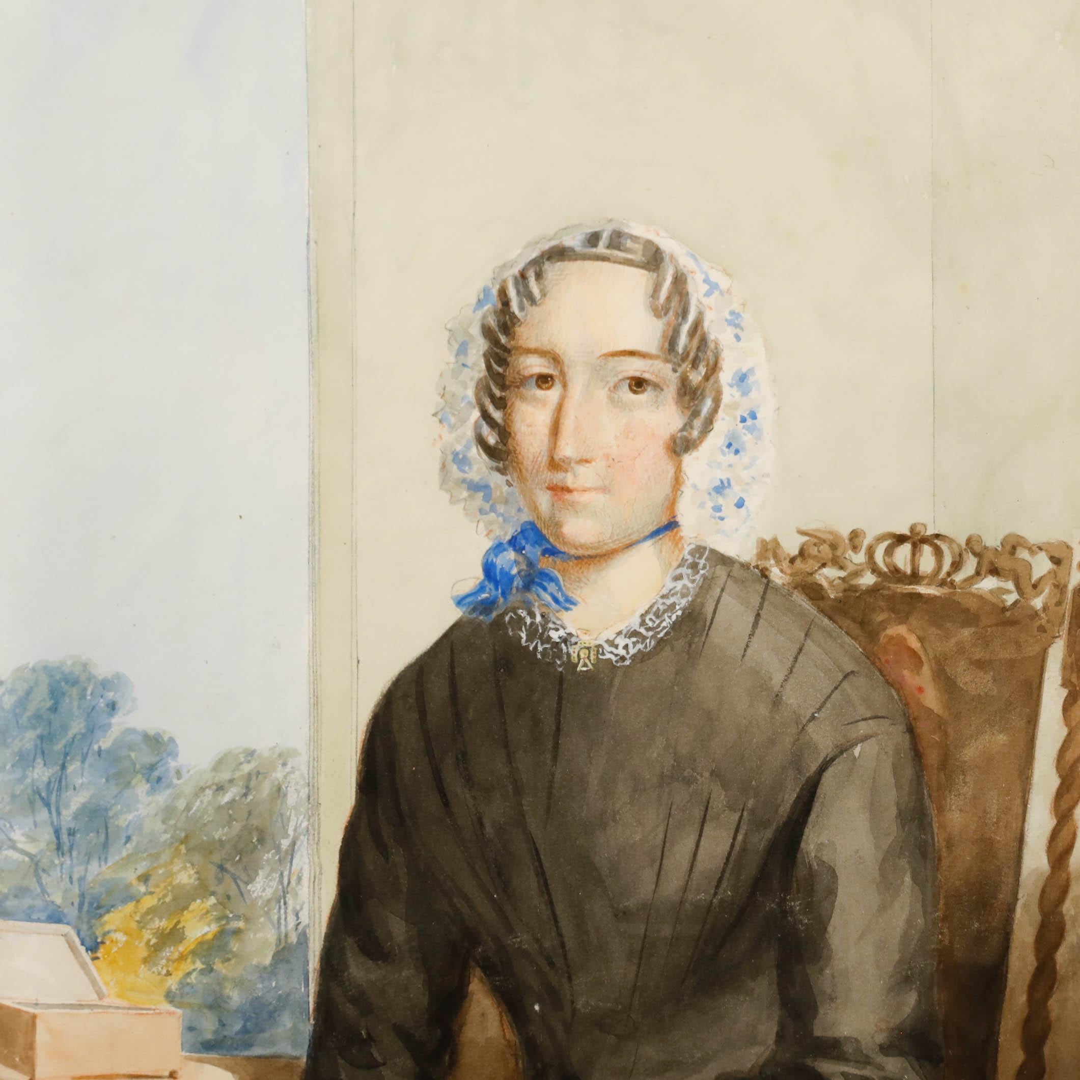Aquarelle du 19e siècle - Portrait de Mme Dalgairns en vente 3