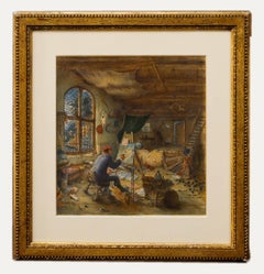 Dopo Adriaen van Ostade - Acquerello del XIX secolo, Il pittore nel suo studio