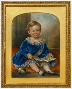 Framed English School 19th Century Pastel - Portrait of a Victorian Child