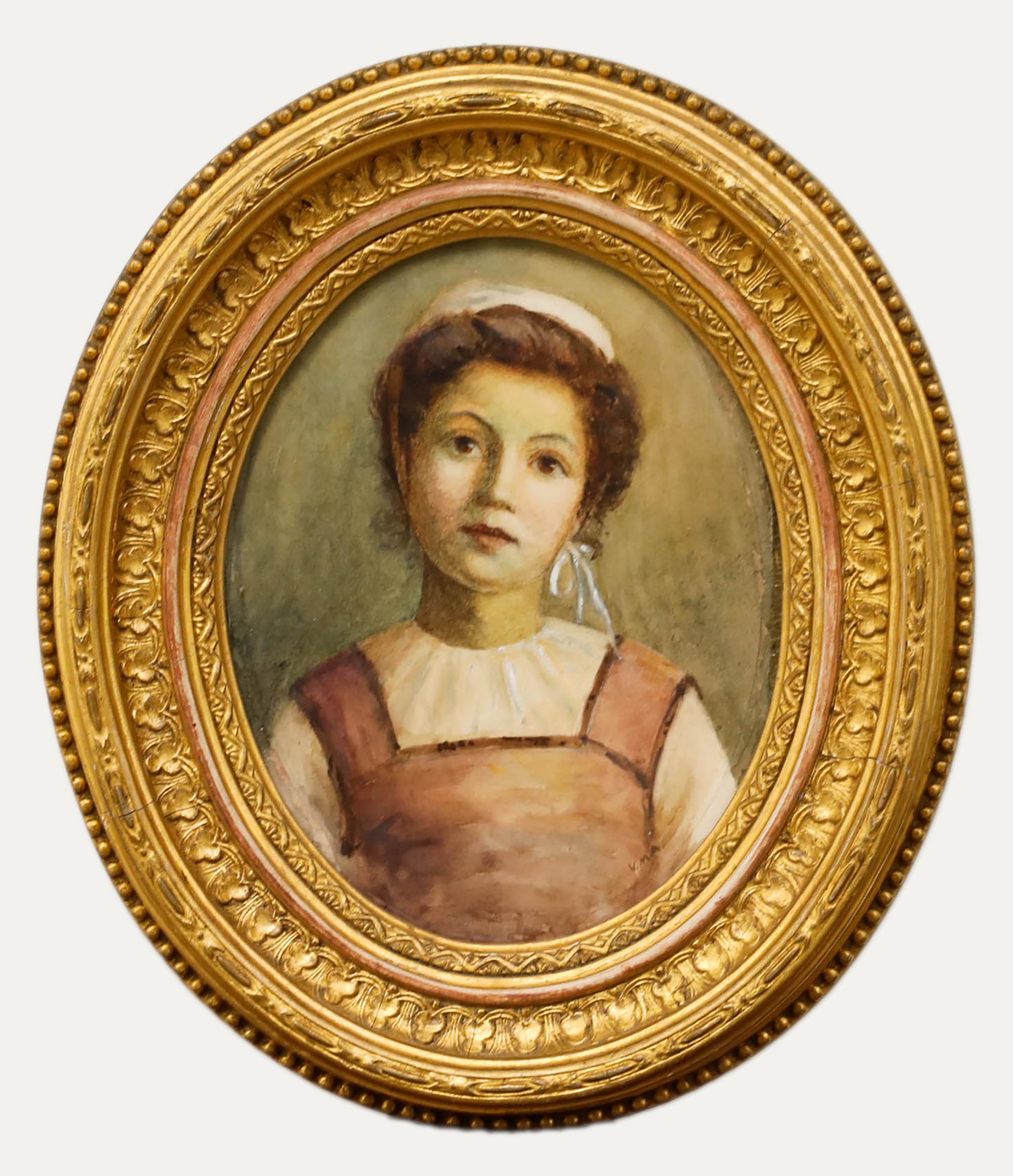 Aquarelle de la fin du 19e siècle de l'English School - Portrait d'une jeune femme
