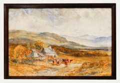John Keeley RBSA (1849-1930) - Framed Watercolour, A Valley Farm North Wales