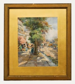 Aquarelle encadrée Lillian Russell Bell (1864-1947), Shops at Opening