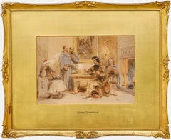 George Cattermole (1800-1868) - Aquarelle du milieu du 19e siècle, Lord and Clerics