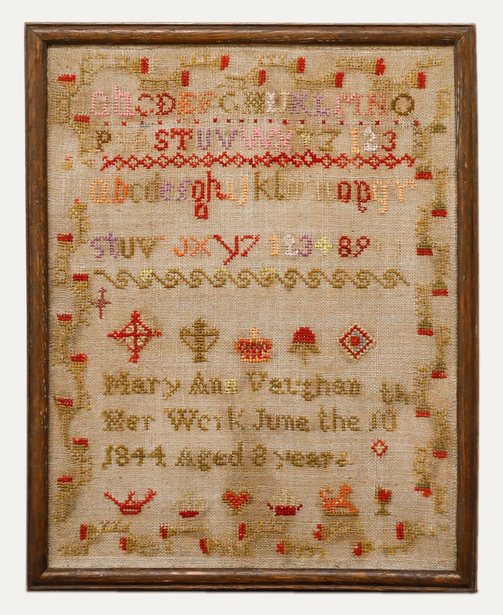 Mary Ann Vaughn  - 1844 Broderie, Sampler - Art de Unknown