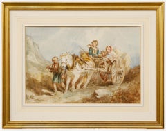 F. Taylor - Gerahmtes Aquarell des späten 19. Jahrhunderts, Der Ponywagen