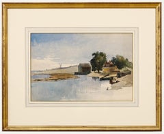 Attribué. A James Chisholm Gooden (fl. 1835-1875) - Aquarelle, Paysage d'estuaire