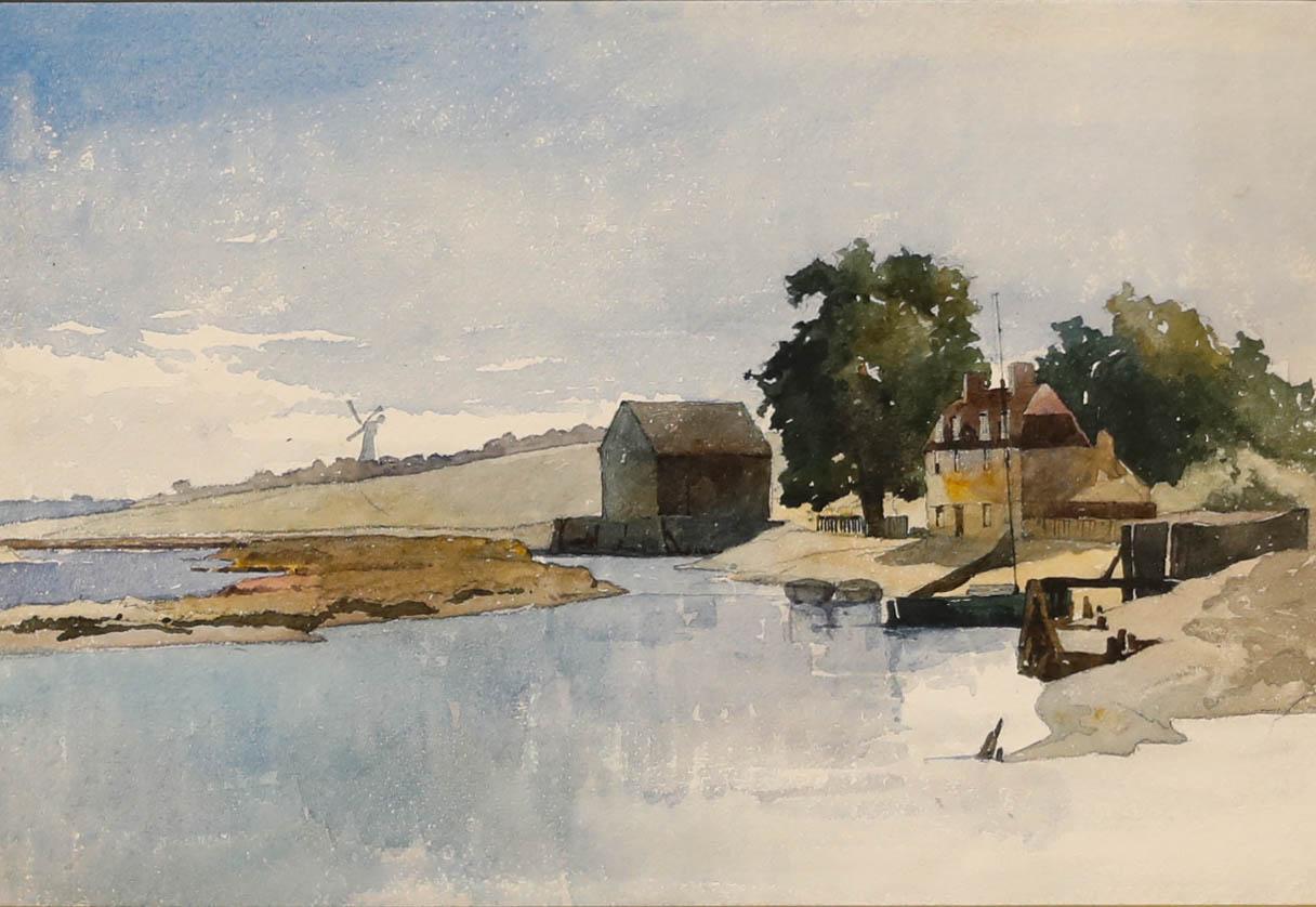 Attribut. James Chisholm Gooden (fl.1835-1875) - Aquarell, Einetuary-Landschaft – Art von Unknown