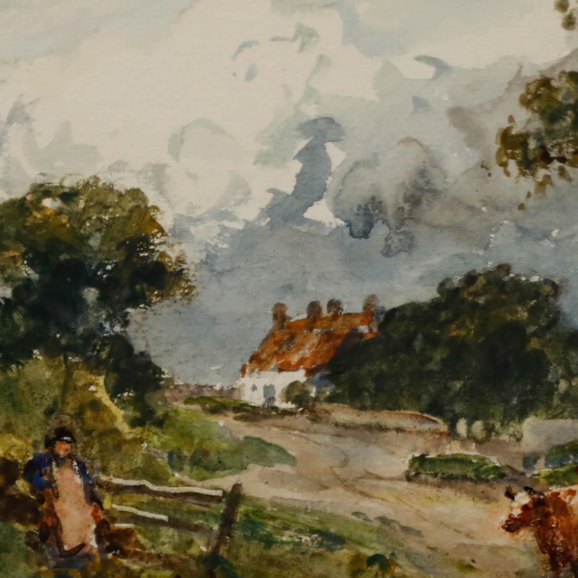 Robert Thorne Waite RWS RBC ROI (1843-1935) -Wasserfarbe, Rinder waterfarben 1