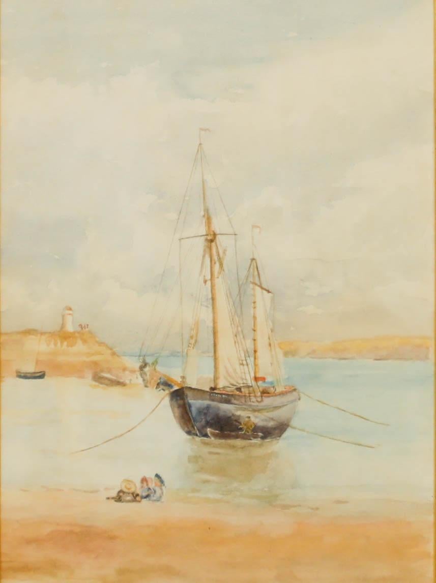 Early 20th Century Watercolour - Waiting For Fishing Boats - Art by Unknown