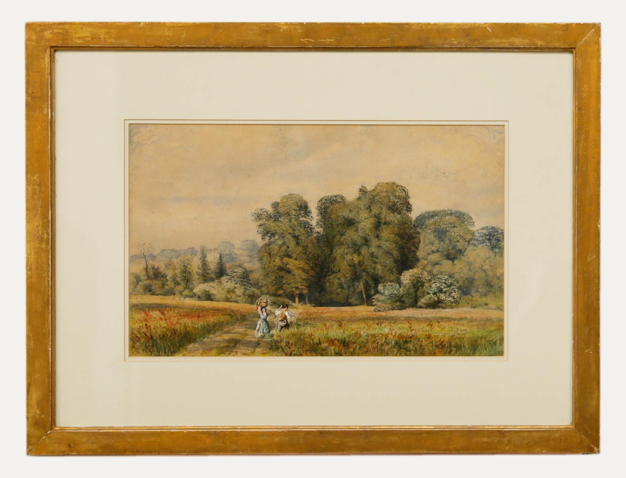 Aquarelle encadrée de l'English School de la fin du 19e siècle - Edgbaston Pool