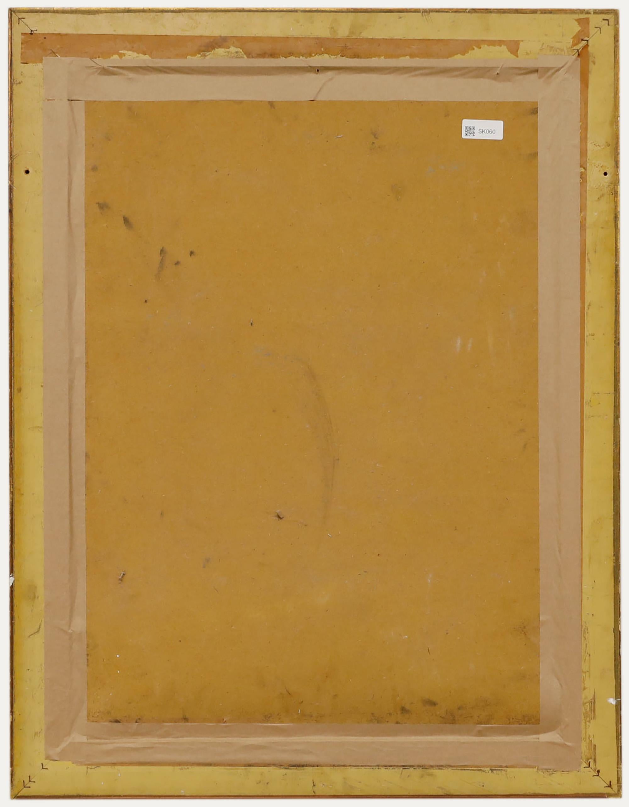 Acquerello della fine del XIX secolo - Signora con scialle di pizzo - Portrait Marrone di Unknown
