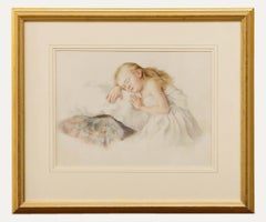 Aquarell der Französischen Schule des 19. Jahrhunderts – Süße Träume