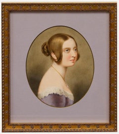 Framed 19th Century Watercolour - Portrait of Queen Victoria