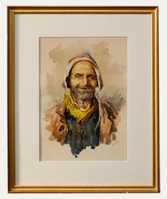 Gianni - Framed Italian School 20th Century Watercolour, A Weathered Smile