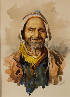 Gianni - Framed Italian School 20th Century Watercolour, A Weathered Smile