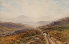 Arthur Henry Enock (1839-1917) - 1856 Aquarell, Herd auf dem Moorland Path