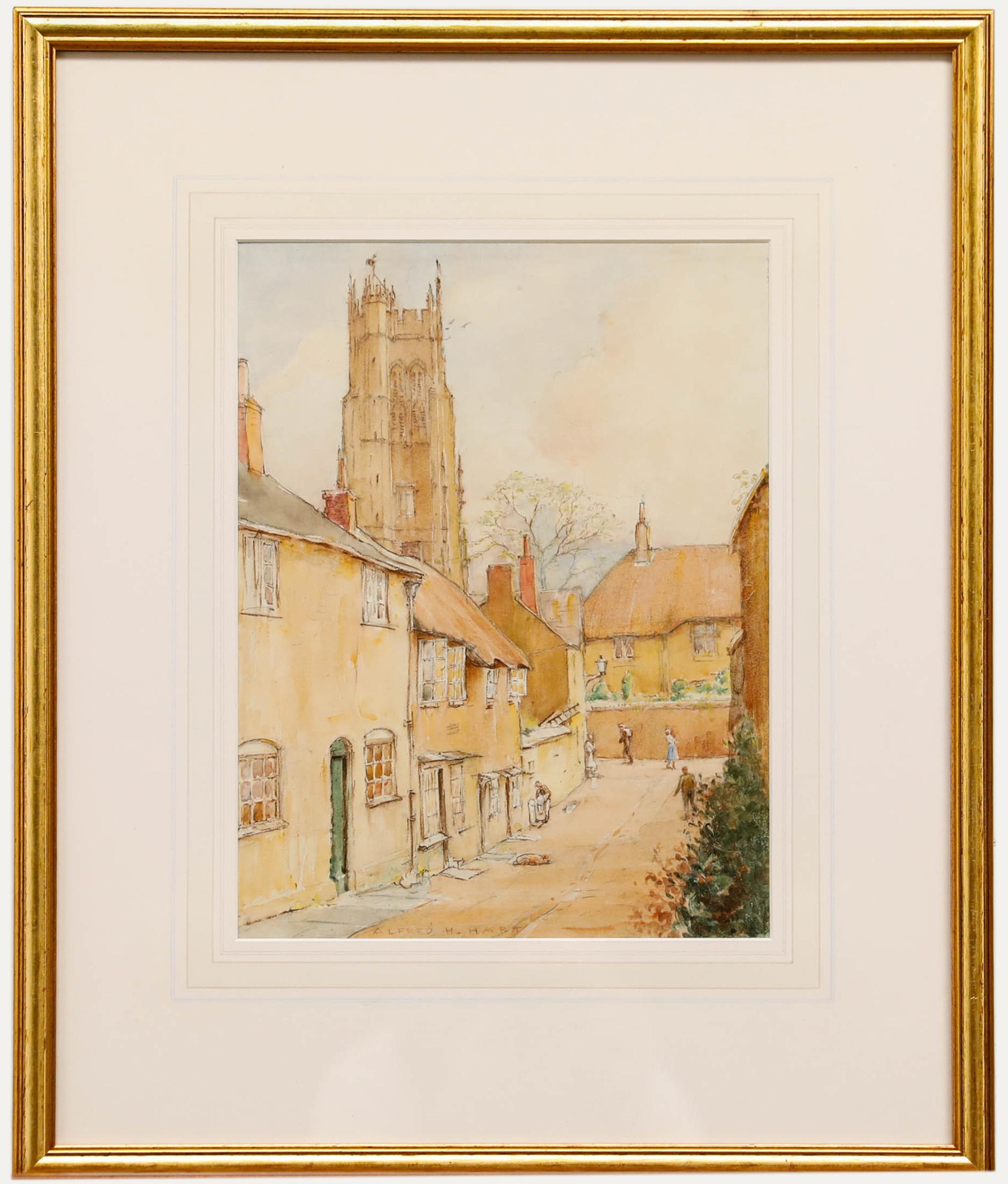 Unknown Landscape Art - Alfred Henry Hart (1866-1953 )- Framed Watercolour, Beaminster