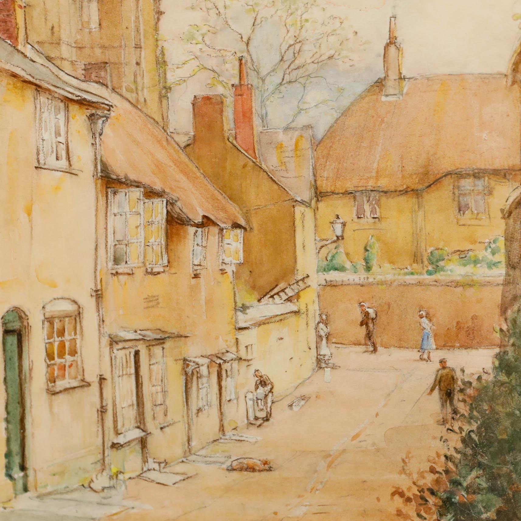 Alfred Henry Hart (1866-1953 )- Framed Watercolour, Beaminster For Sale 1