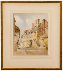 Alfred Henry Hart (1866-1953) - Acuarela enmarcada, Una calle de Chipping Camden
