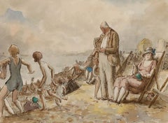 Harold Hope Read (1881-1959) - Framed  Watercolour, Crowds on the Beach