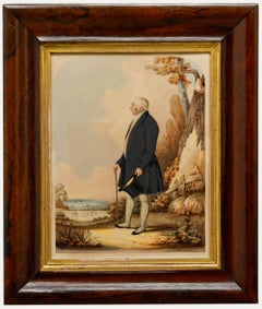 H. Gilbert - 1843 Watercolour, Portrait of a Gentleman