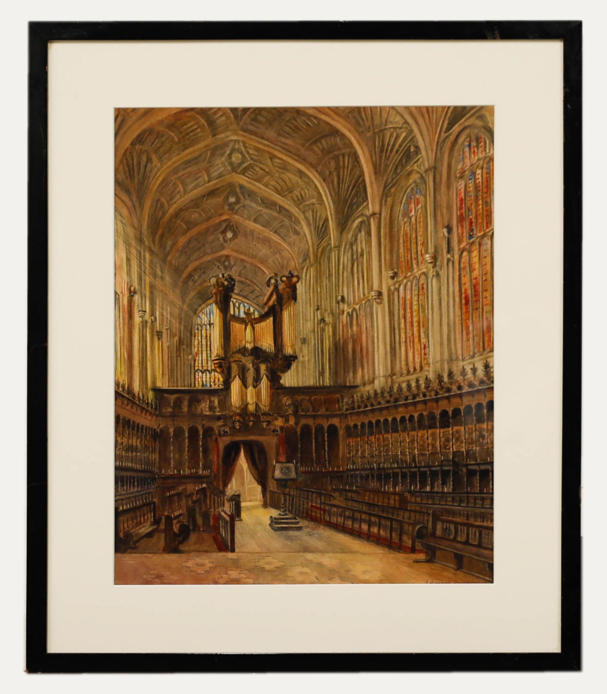 A. Howard Humphreys - Early 20th Century Watercolour, King's College Chapel