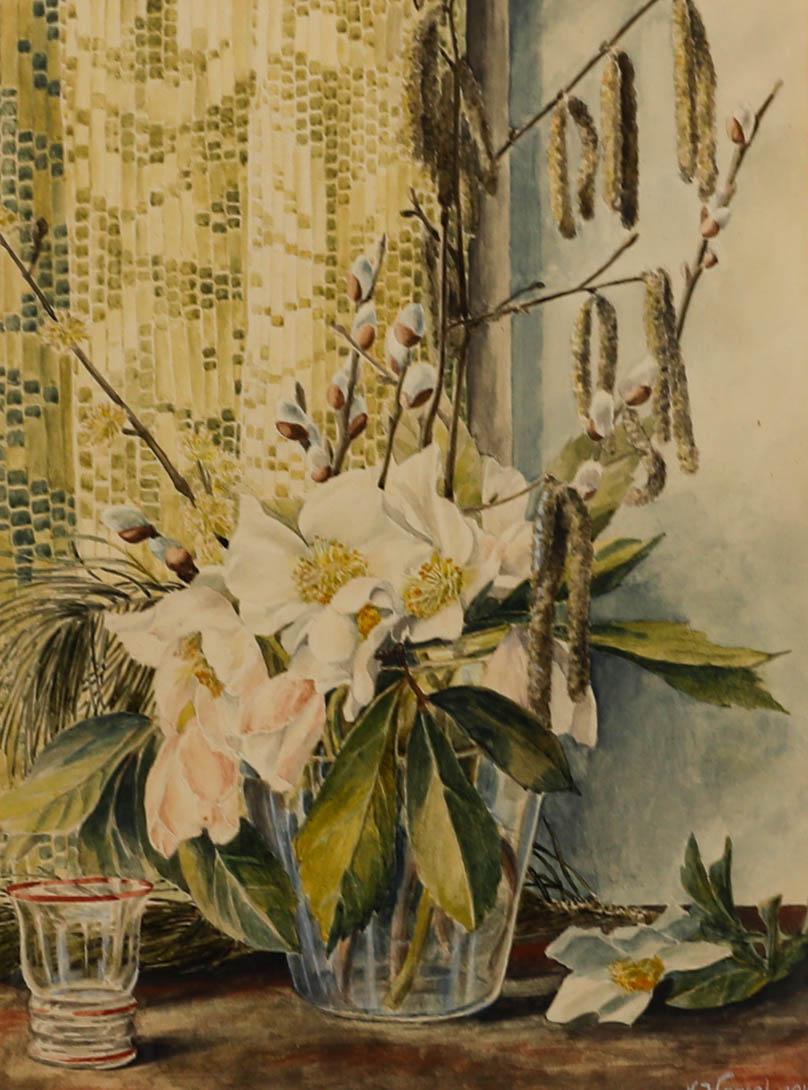 K. Hartel - Framed Mid 20th Century Watercolour, Still Life of Magnolia Flowers - Art by Unknown