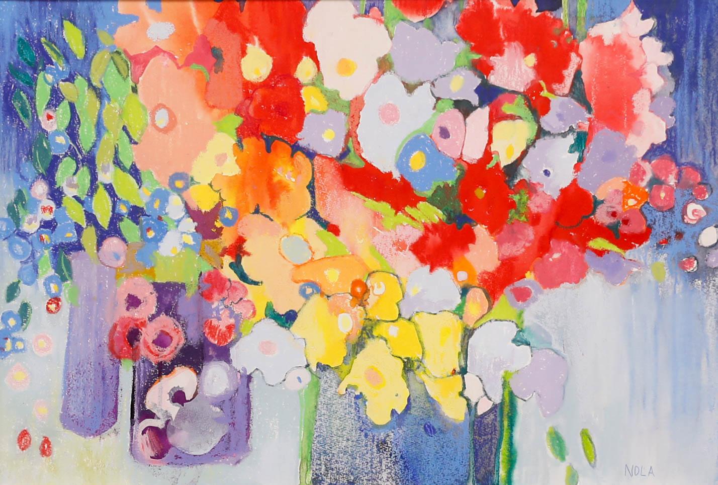 Pastel du 20ème siècle, fleur de Tiffany Nola Armstrong - Art de Unknown