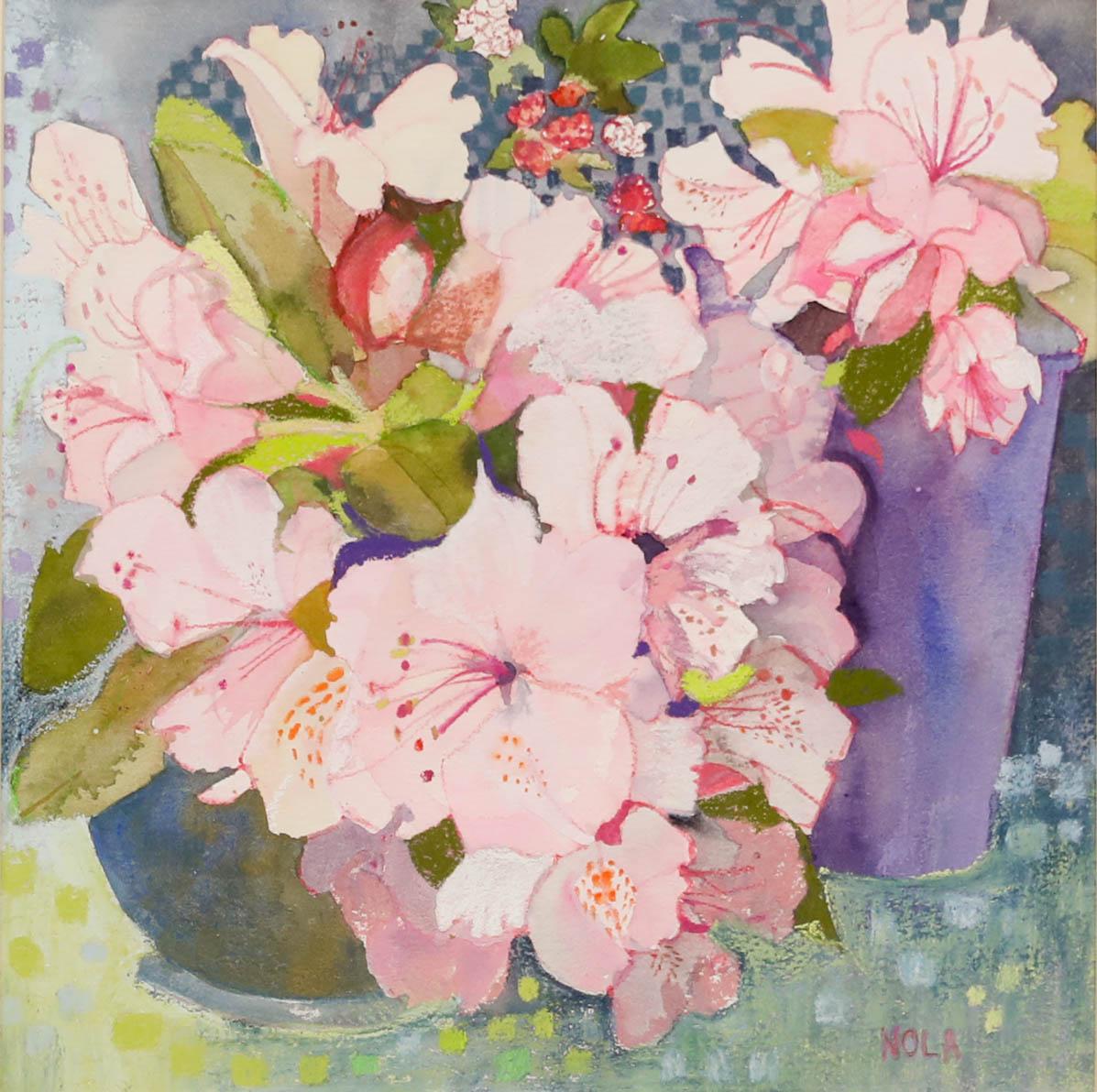 Aquarelle du 20e siècle, Bouquet d'hibiscus de Nola Armstrong - Art de Unknown