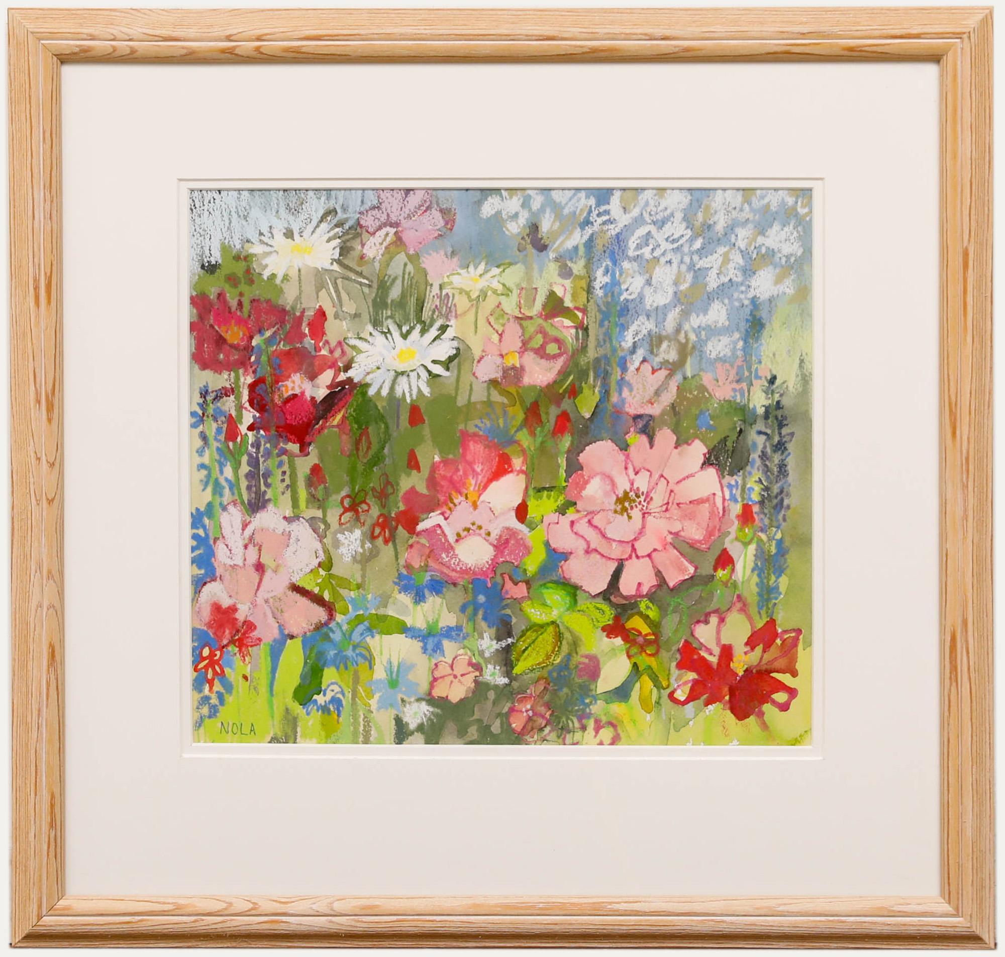 Landscape Art Unknown - Pastel Nola Armstrong, 20e siècle, Meadow Wildflower