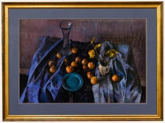 Stephen Ward - Pastel del siglo XX enmarcado, Naturaleza muerta azul y amarilla