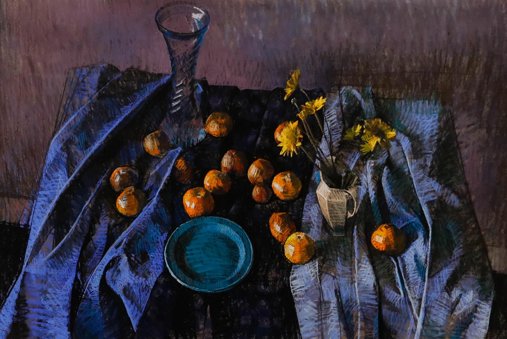 Stephen Ward - Pastel del siglo XX enmarcado, Naturaleza muerta azul y amarilla - Art de Unknown