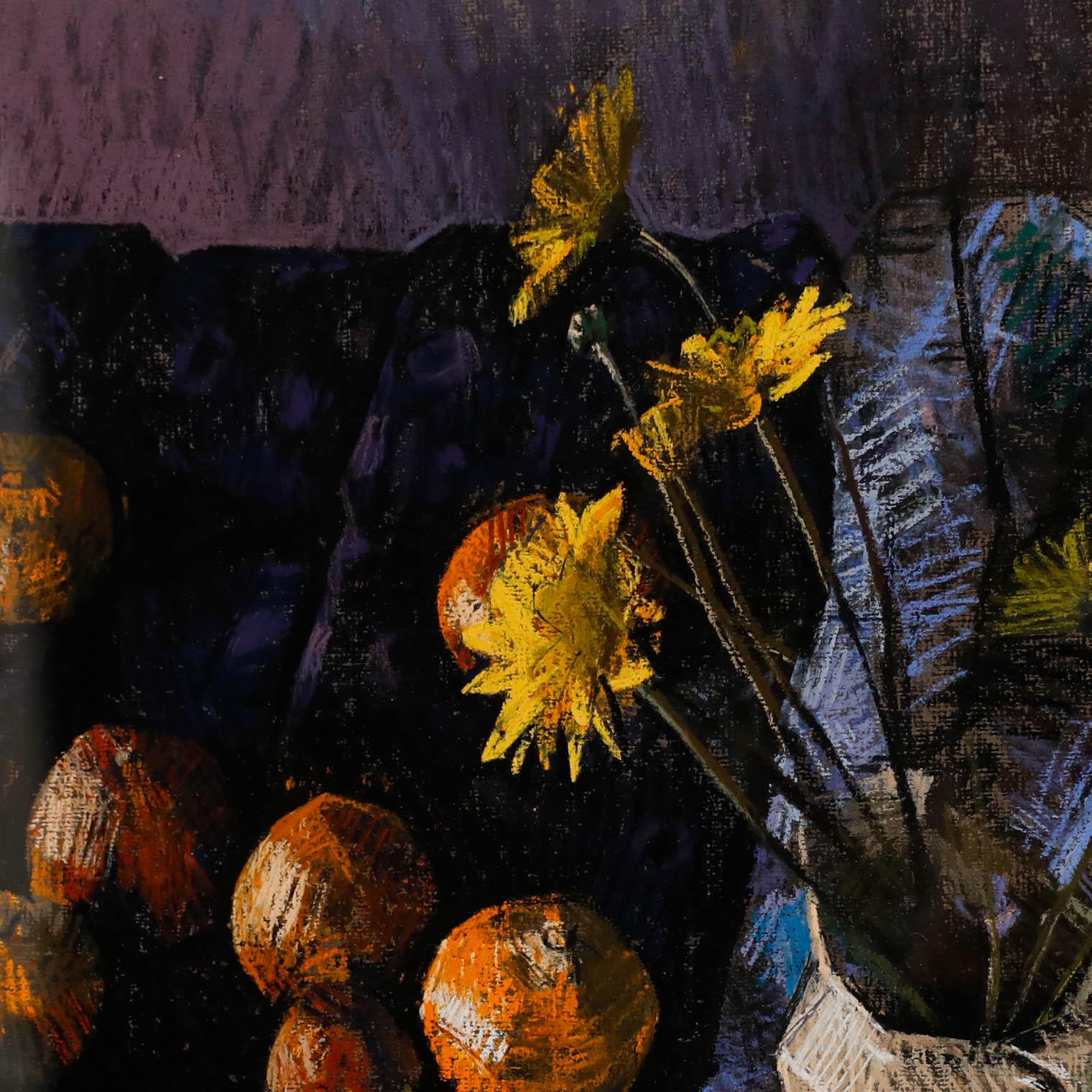 Stephen Ward - Pastel del siglo XX enmarcado, Naturaleza muerta azul y amarilla 1