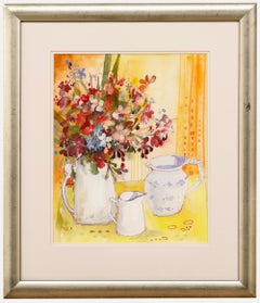 Nola Armstrong - 20th Century Watercolour, Jug of Wildflowers