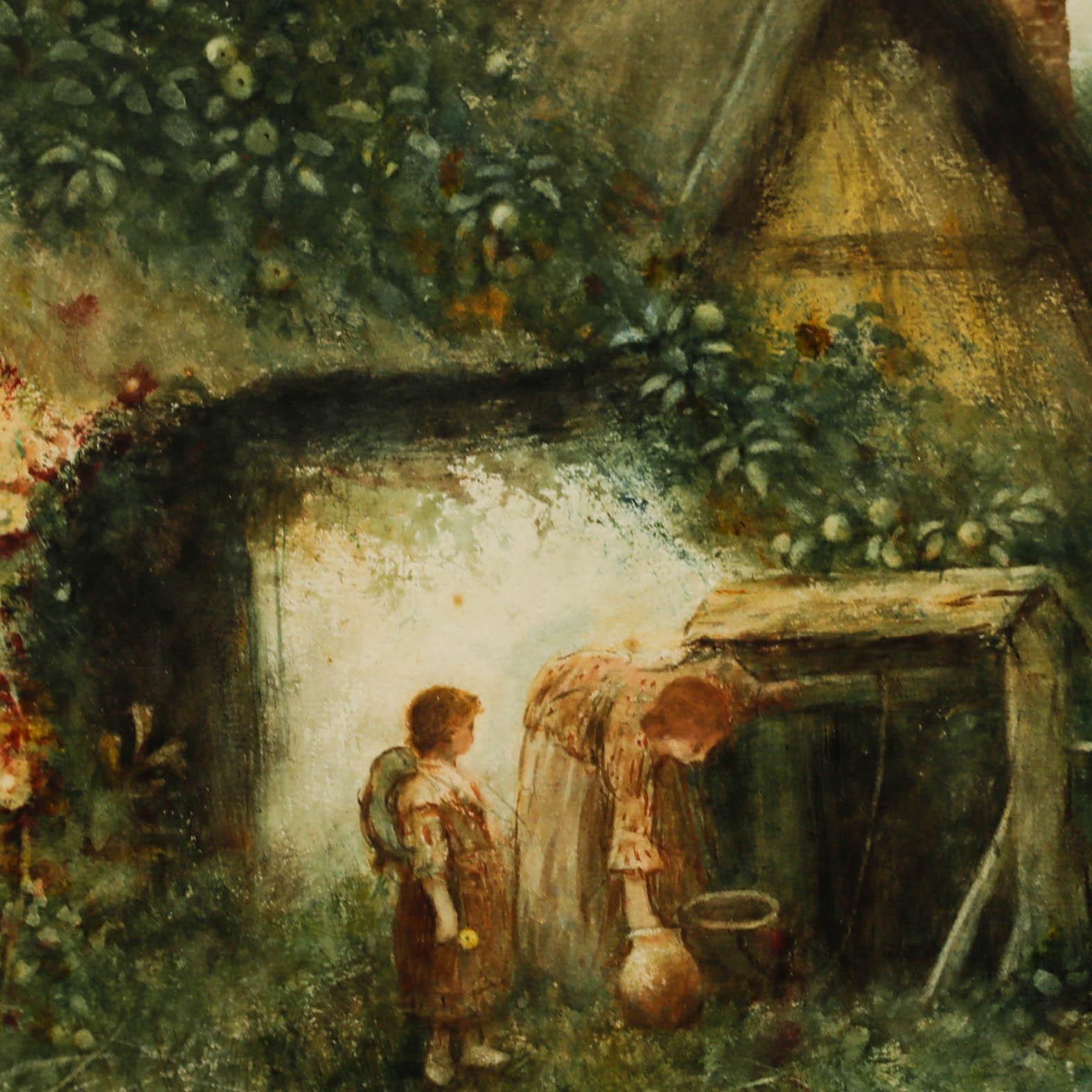 Frederick Hines (fl.1875-1928) - Gerahmtes Aquarell, The Cottage Well im Angebot 3